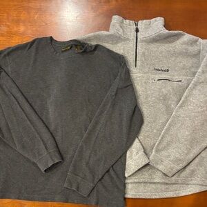 Timberland Fleece Quarter-Zip Pullover & Charcoal Ribbed Thermal